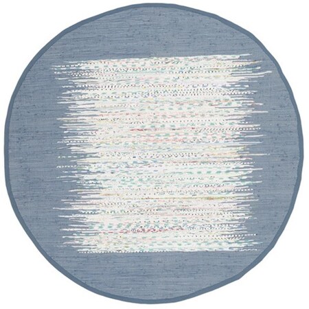 Safavieh Montauk Hand Woven Round Rug- Ivory - Dark Blue- 4 x 4 ft. MTK711E-4R